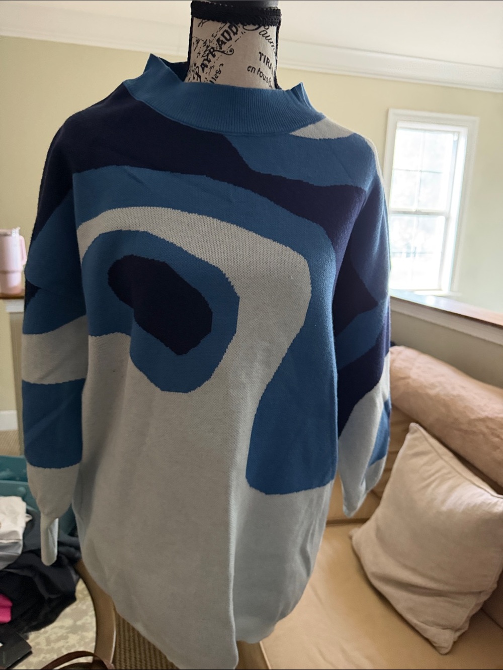 Blue Abstract Pattern Crewneck Sweater